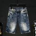 Men's Slim Fit Stretch Denim Shorts Straight Leg American High Street Style Versatile Five Point Pants New Summer_mkmklike.com