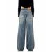 Vintage Blue Straight Leg Jeans For Men & Women - High Waist Relaxed Fit Clean Aesthetic Casual Trousers_mkmklike.com