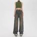 American Retro Distressed Washed Wide-leg Jeans For Women, Spring And Autumn High Street Vibe Pants, Floor-length_mkmklike.com