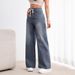American Retro Wide-leg For Women, Washed, Drawstring, High-waisted, Loose, Drapey, Straight-leg Jeans_mkmklike.com