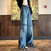 Men's Clothing Vintage Loose Fit Cargo Jeans - Retro High Street Style With Multiple Pockets, Straight Leg & Comfortable Polyester Fabric_mkmklike.com