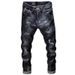"Men's Classic Straight Leg Jeans - Comfortable Stretch Denim Pants With Washed & Distressed Details For Casual Wear (Black, Sizes 27-38)"_mkmklike.com
