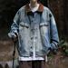 Loom Vintage Color Block Turn-down Collar Denim Jacket For Men And Women, Loose Fit Casual Couple Jacket, Dropshipping_mkmklike.com