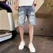 Men's Clothing Casual Straight Trousers Half Pants Five Point Pants Ripped Denim Shorts_mkmklike.com