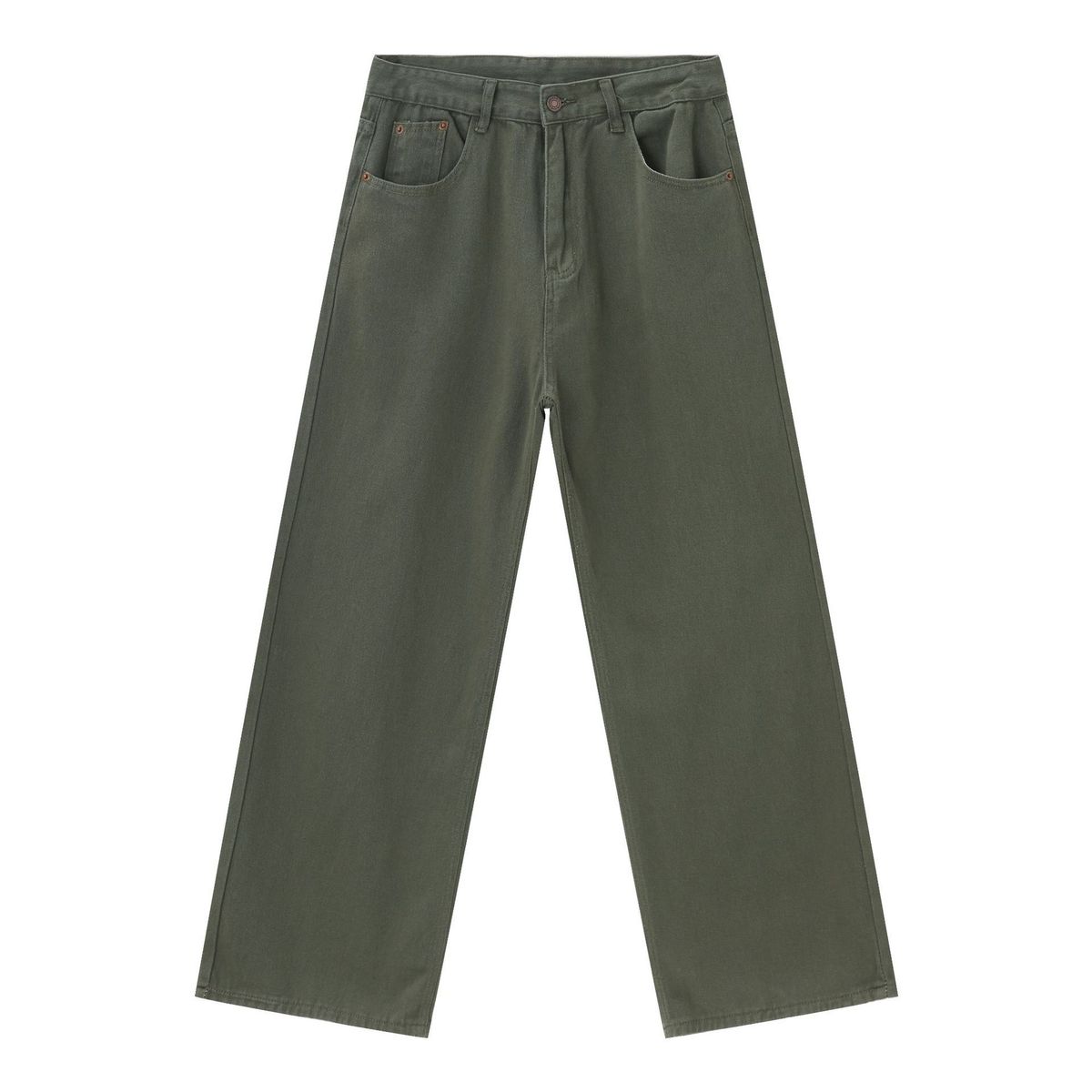 EF JEANS | 2024 New Vintage Japanese Trend Straight Casual Pants Army Green Washed Loose Jeans_mkmklike.com