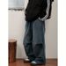 Washed Worn Pleated Straight Leg Workwear Jeans, Trendy Brand Men's Women's Loose And Tight Waisted Casual Pants_mkmklike.com