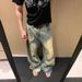 Men's Distressed Denim Jeans With Rips & Frayed Hem - Urban Streetwear Hip Hop Baggy Cargo Pants For Summer_mkmklike.com