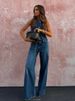 K New Women's Sleeveless Vest Fashion Wide Leg Pants Cowboy Set_mkmklike.com