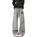 Men's Trendy Edgy Distressed Letter Print Jeans High Street Style Loose Fit Straight Leg Slightly Flared Winter Denim_mkmklike.com