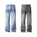 Men's Clothing Cat Whisker Wash Bootcut Jeans – Vintage Black & Blue Denim Pants, High Street Style, Mid-Rise Comfort & Stretch Fit For Urban Fashion_mkmklike.com