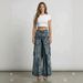 Women's Casual Cotton Denim Jeans With Symmetrical Slit Faux Two-Piece Skirt Style For Street Fashion Summer Spring/Autumn Regular Fit_mkmklike.com