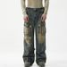 Workwear Style Multi-Pocket Wide-Leg Jeans For Men American High Street Loose Straight Functional Design Long Pants_mkmklike.com