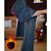 American Style Fleece-Lined High-Waisted Flared Jeans For Women, Autumn And Winter, Pear-Shaped Body, Slim Fit,_mkmklike.com