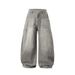 Streetwear Baggy Jeans For Men - Vintage Washed Denim Pants With Unique Scythe Cut, Loose Fit, Comfortable & Stylish For Urban Fashion_mkmklike.com