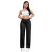 Women's Stretch Washed Denim Straight Leg Jeans With Drawstring Waist - Comfortable Casual Blue Jeans For Everyday Wear_mkmklike.com