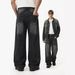 Men's Distressed Cat Whisker Embroidered Wide Leg Jeans Vintage Washed Cotton Blend Relaxed Fit Casual Streetwear Fashion Pants_mkmklike.com