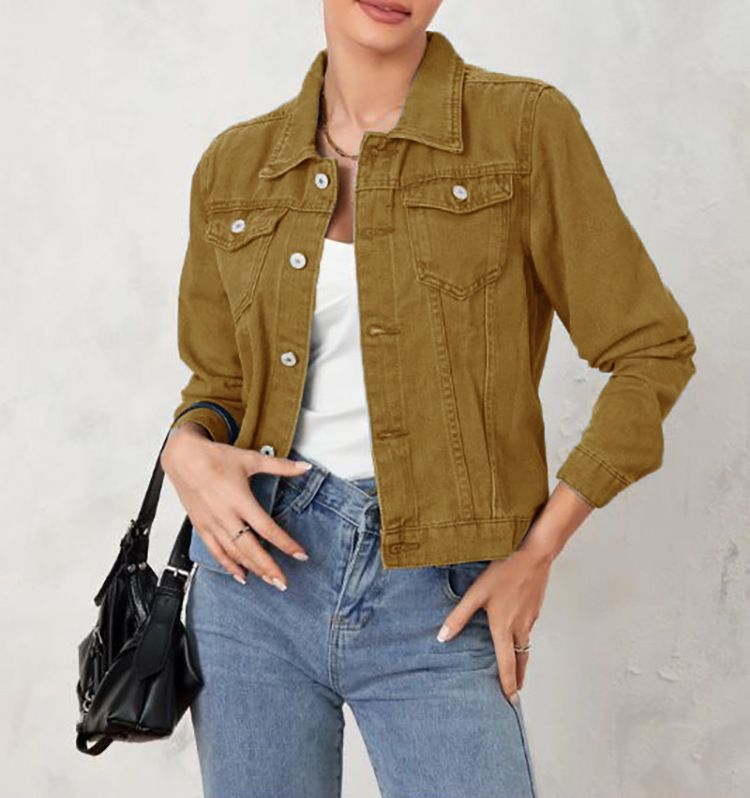 Women's Denim Jacket – Vintage Washed, Relaxed Fit, Lightweight & Stylish For Everyday Wear_mkmklike.com