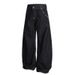 Turquoise Rivet & Button Embellished Denim Jeans – Scimitar Cut Wide-Leg Pants For Men_mkmklike.com
