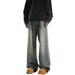 Vintage Washed Distressed Denim Jeans For Men - Relaxed Fit Straight Leg Trousers With Retro Style_mkmklike.com