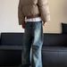 Retro Washed Distressed Men's Jeans - Loose Fit Straight Leg With Letter Print, Slightly Flared For Trendy Style_mkmklike.com