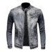 Men's Clothing Fashion Stand Collar Zipper Lapel Motorcycle Denim Jacket Personality Retro Sports Tops Men's Casual Trendy Coat_mkmklike.com
