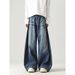 Men's Vintage Washed Jeans, Loose Fit Streetwear Denim Pants With Distressed Details, High-Waisted Slim Tapered Jeans For Casual & Urban Style_mkmklike.com