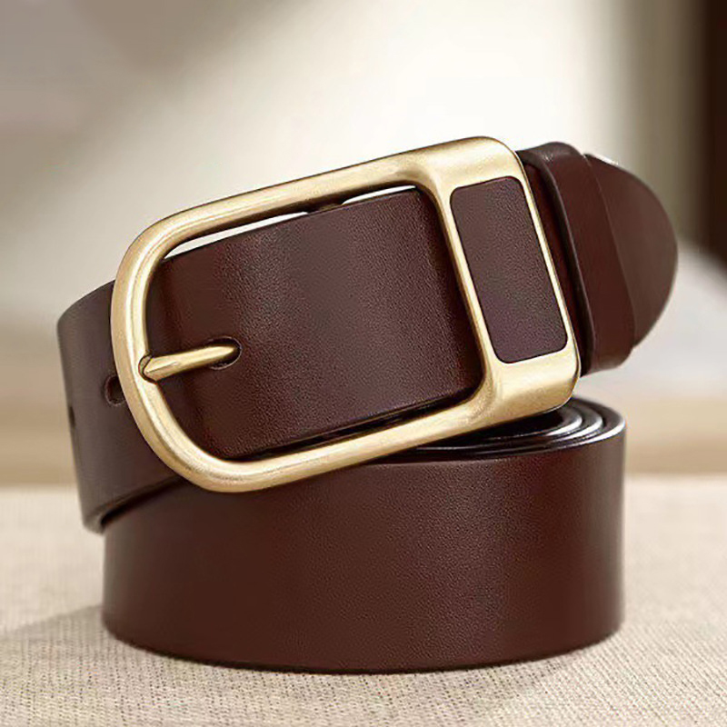 HOT Genuine Leather For Men's High Quality Buckle Jeans Cowskin Casual Belts Business Cowboy Waistband Male Fashion Designer_mkmklike.com
