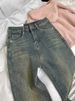 Retro Fleece-lined Micro-flared Jeans For Women, 2024 Autumn Winter New Style, High-waisted, Slim-fit, Versatile And_mkmklike.com