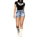 Retro High-Waisted Distressed Denim Shorts for Women Heavy Embroidery Slimming Fit Versatile Bodycon Hot Pants Frayed Edges_mkmklike.com