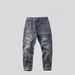 Men's Distressed Denim Jeans - Straight Leg Vintage Washed Ripped Casual Pants For Men Versatile Straight Cut_mkmklike.com