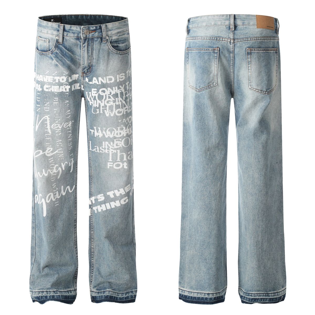 Men's Clothing Retro Graffiti Hand-Painted Jeans - Loose Straight Leg Hip Hop Streetwear Pants With Artistic Drop Crotch Design Comfortable Stylish_mkmklike.com