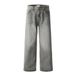 Wasteland Punk Gradient Washed Denim Straight Men's Long Cleanfit Distressed Loose Wide-Leg Pants_mkmklike.com
