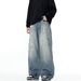 Men's Vintage Washed Distressed Denim Jeans - Loose Fit Casual Streetwear Pants With Splatter Design (Blue, Multiple Sizes Available)_mkmklike.com