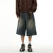 Denim Shorts Men's Retro Pants Logging Wide Leg Shorts Six Point Pants Couple Summer_mkmklike.com