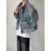 Retro Washed Denim Jacket For Men, Autumn Gradient Stand Up Collar Jacket For Men_mkmklike.com