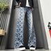 Men's Slim Fit Straight Leg Jeans American Vibe Thorn Jacquard Embroidery High Street Washed Retro Flare Pants_mkmklike.com