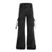 Vibe Style Niche Workwear Denim Flared Pants Men's Hippie Trend Ribbon Design Vintage Wide-Leg Trousers_mkmklike.com