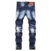High End European And American Style Men's Slim Fit Straight Leg Jeans Washed Distressed Faded Whiskers Cross Border Supply_mkmklike.com