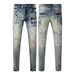 American High Street Internet Celebrity Purple New Blue And White Ripped Jeans Men Hip Hop Slim Fit Casual Long Pants_mkmklike.com