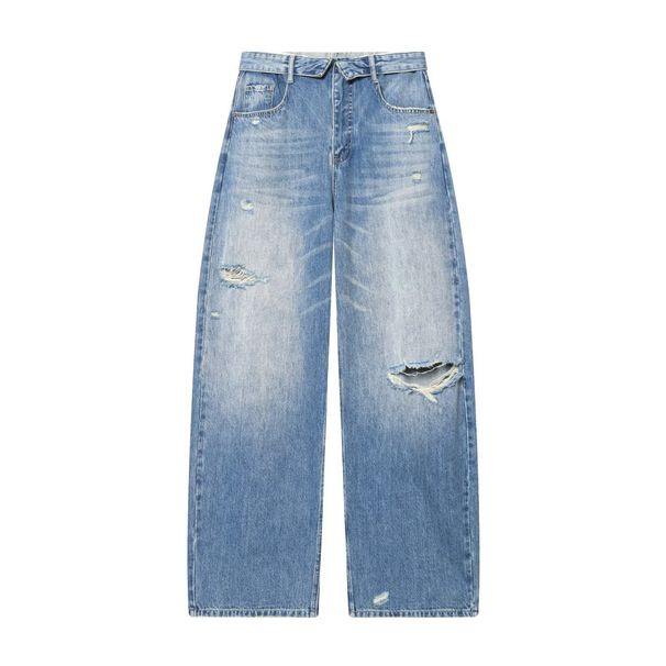 Women's Clothing Women's Classic Mid-Rise Fold-Up Jeans Style Homemake High Waist Slim Fit Denim Pants For Formal & Casual For Women_mkmklike.com