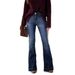 Women's Clothing Denim Dark Blue Mid Waist Flared Pants_mkmklike.com