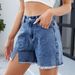 K Women's New Denim Shorts With Frayed Edges And Versatile Split Hot Pants_mkmklike.com