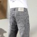 Large Size Men's Clothing Spring And Summer Holes, Gray Jeans, Men's Trendy Brand, Slim-fitting Thin Denim Trousers, Men's Foreign Trade Men's_mkmklike.com