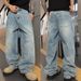 Men's Distressed Rhinestone Jeans Premium High-Street Baggy Straight-Leg Vintage Wash Stretch Comfort Streetwear Essential_mkmklike.com