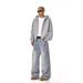 Cleanfit Unisex High Street Vintage Washed Jeans Relaxed Straight-Leg Denim Pants with Distressed Finish_mkmklike.com