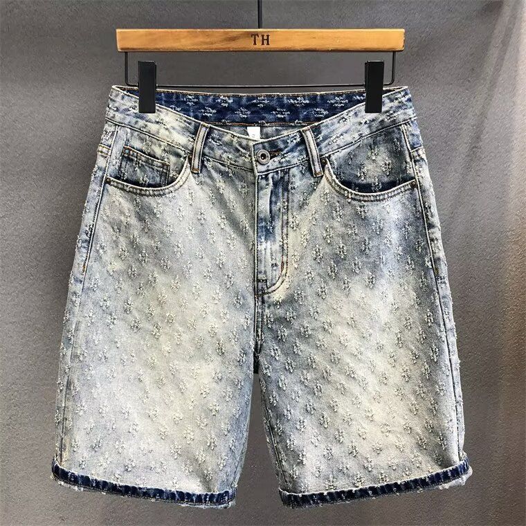 Men's Clothing New Starry Sky Pattern Denim Shorts Men's Summer Fashion Casual Straight Tube Fashion Brand Retro Shorts_mkmklike.com