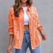 Women's Sweet & Edgy Denim Jacket – Oversized Distressed Washed Coat With Turn-Down Collar, Summer Long Sleeve (15 Colors)_mkmklike.com
