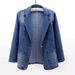 New spring and autumn denim jacket for women, slim fit, suit collar, solid color cardigan, one button top, trendy_mkmklike.com