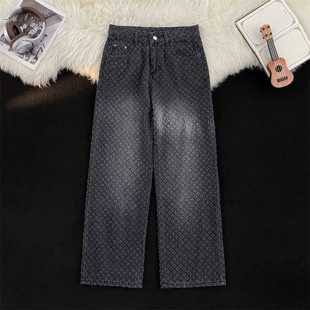 Galaxy Print Jeans For Men – High Street Wide-Leg Trousers With Distressed Wash & Stretch Comfort (M-XXXL) – Korean Streetwear Aesthetic_mkmklike.com