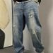 Men's American Casual Washed Retro Ripped Jeans Straight Leg Loose Trendy Wide Leg Dad Pants_mkmklike.com